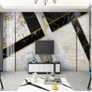 Prilagojene velika zidana sodobne ustvarjalne povzetek geometrijske marmorja jazz bel TV, spalnica, dnevna soba jedilnica ozadje zidana
