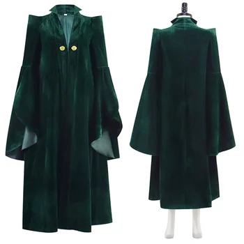 Profesorica Minerva McGonagall Cosplay Kostum Obleko Zelene Ccape cosplay Cape Pustni kostum za noč Čarovnic