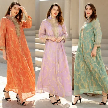 Ramadana Vezenje Abayas za Ženske Dubaj 2022 Luksuzni Muslimanska Stranka Obleko Maxi Caftan Marocain Večerno obleko Turčija Islam Oblačila