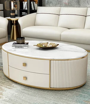 Razkošje svetlobe sodobnih TV omara čaj tabela kombinacija svetlobe luksuzni slog preprost Evropske ovalne marmorja post-moderni francoski high-end