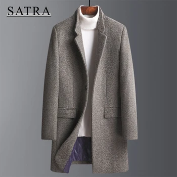 SATRA 2021 Nov Prihod zime Visoke Kakovosti Slim Volne Priložnostne Outwear Jarek Plašč Moški,moška Moda Dolg Jarek jakne