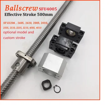 SFU4005 Roller Ballscrew C7 Nastavite z Učinkovito Kap 500mm BK30+BF30 Koncu Podporo in Nosilec Stanovanj za CNC Deli