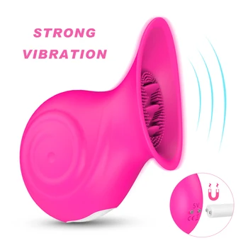 Silikonski Jezika Sesanju Klitoris Lizanje Vibrator Za Ženske, Orgazem