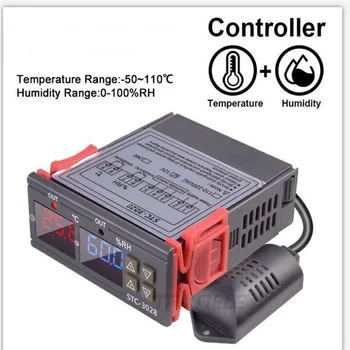 STC-3028 Digitalni Termostat Hygrostat Temperatura Vlažnost Upravljavca AC 110V-220V DC12V 24V Regulator za Ogrevanje Hlajenje, Nadzor