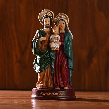 Veliko Okraski Zaprtih Jezus Družina Treh Ornament Darilo Doma Smolo Poklici Verskih Božič Žogo Okraski Shatterproof