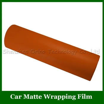 Velikost: 1.52*30 m/Roll Oranžna Mat Vinil Zaviti Film Z Air Bubble Fre Car Wrap Nalepke samolepilni Vinil Grafika