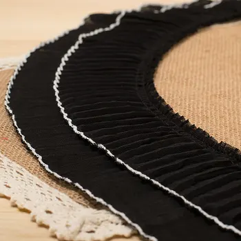 Vroče prodajo 9 cm črne glive strani ruffle čipke Nabrano krilo rob DIY oblačila materiala