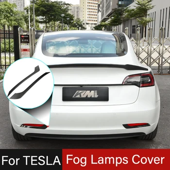 Za Tesla 2021 Model 3 Ogljikovih Vlaken Teksturo Avto Zadnja Svetilka Za Meglo Zajema Nalepke Zaščitna Srebrna Zunanjost Dekorativni Dodatki