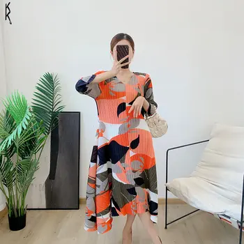 Ženske Nove Miyake Nabrano Obleko Spomladi Leta 2023 Dolgo Design, Visoka Občutek Temperament Tujih Slog Slim Moda Elegantno Krilo