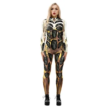 Ženske Praznik Halloween Obleko 3D Digital Print Pralni Oklep Določa Grozo Stranka Karneval Kažejo, Cosplay Maškarada Jumpsuit Ženski